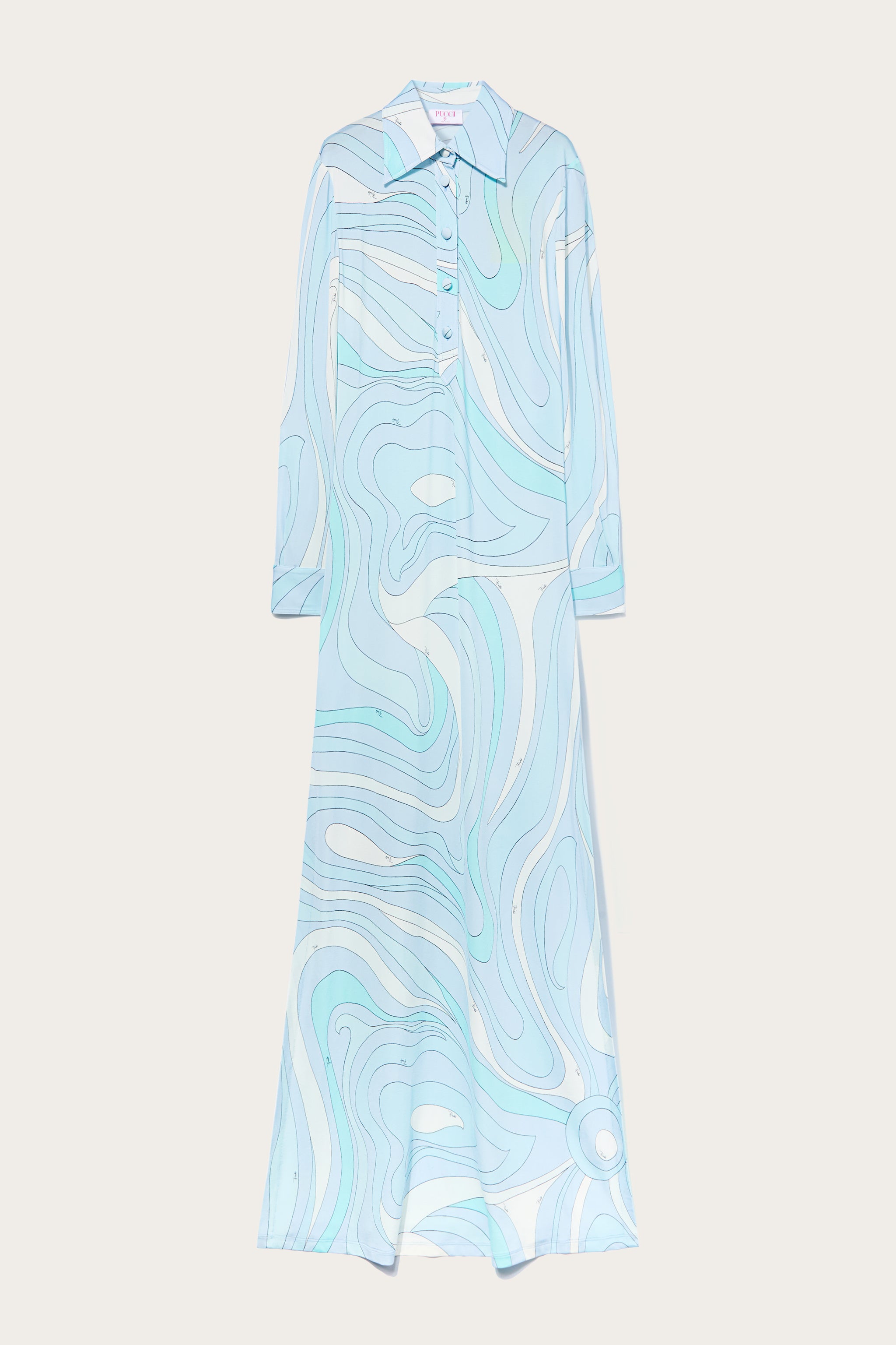 pucci shirt dress PUCCI Crepe Iride Print Long Shirt Dress Emilio Pucci