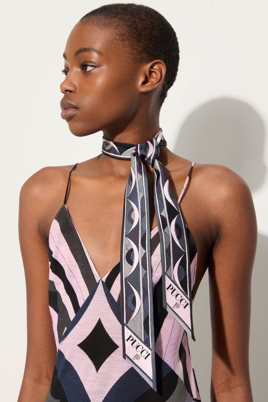 Iride and Rombi Print Silk Twill Scarf