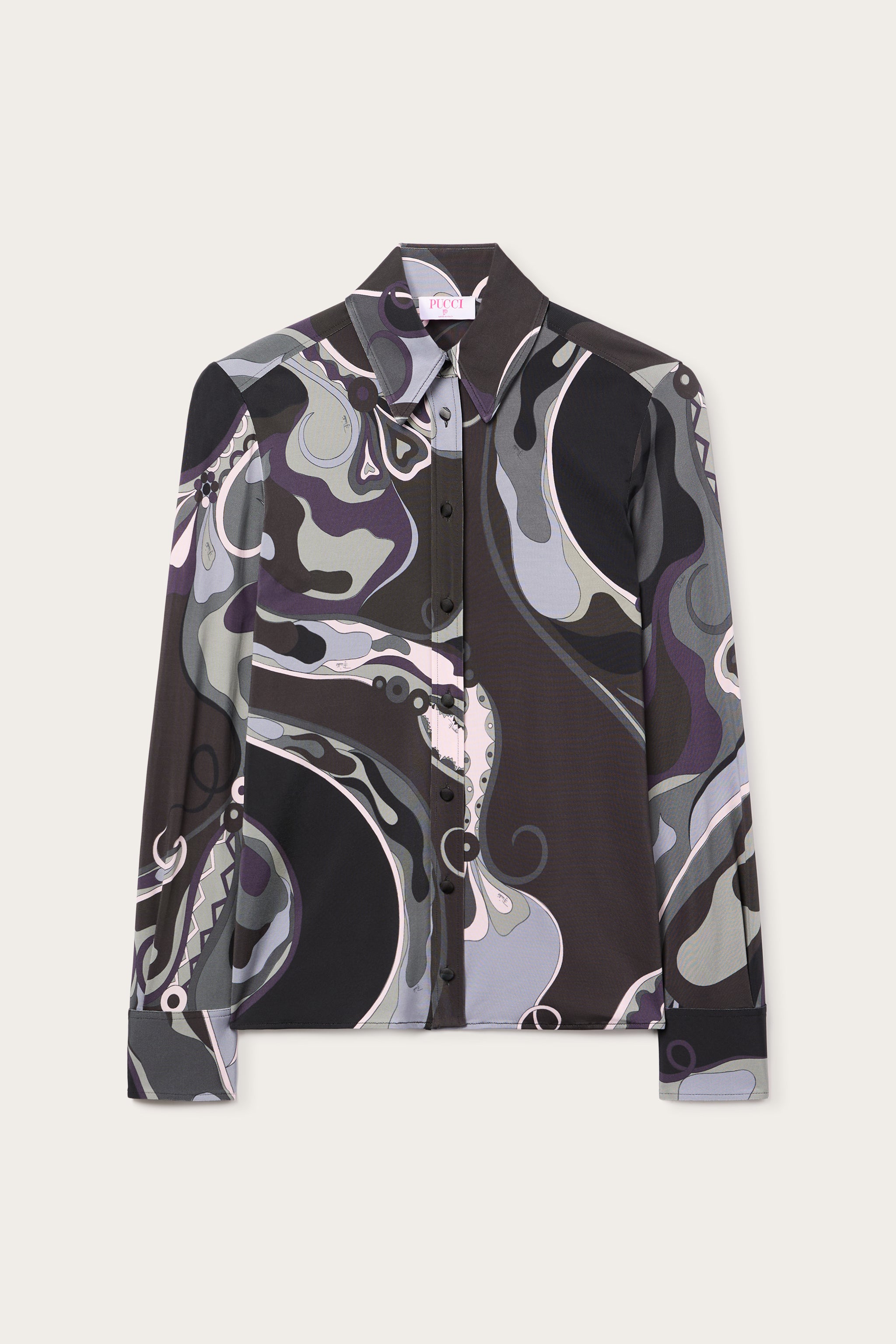 Orchidee Print Satin Jersey Shirt – PUCCI Online Store