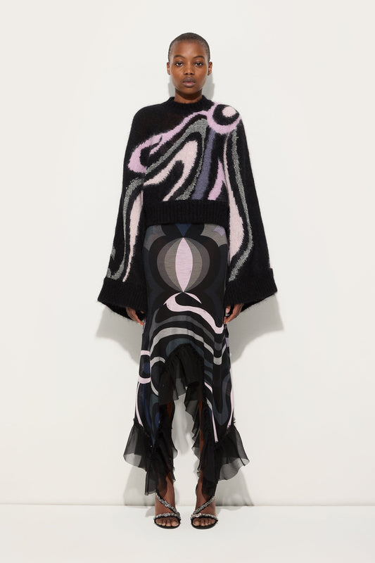 Cropped Sweater with Marmo Inlay