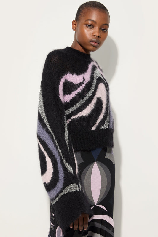 Cropped Sweater with Marmo Inlay
