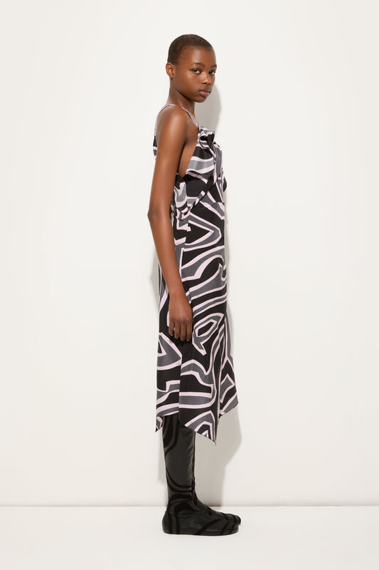 Labirinto Print Asymmetrical Midi Dress