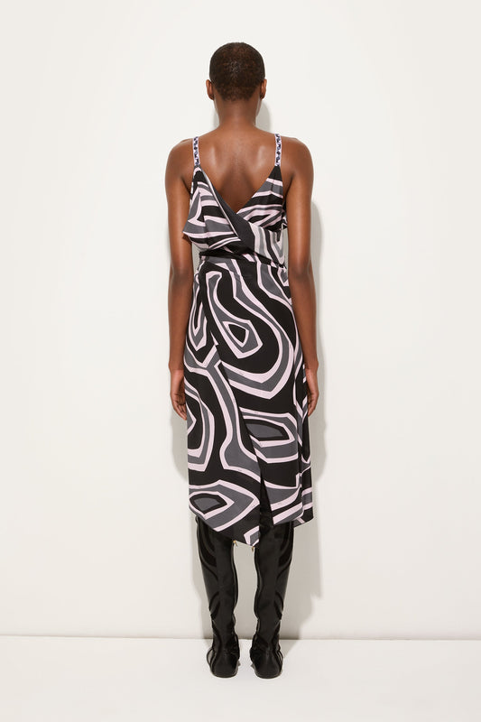 Labirinto Print Asymmetrical Midi Dress