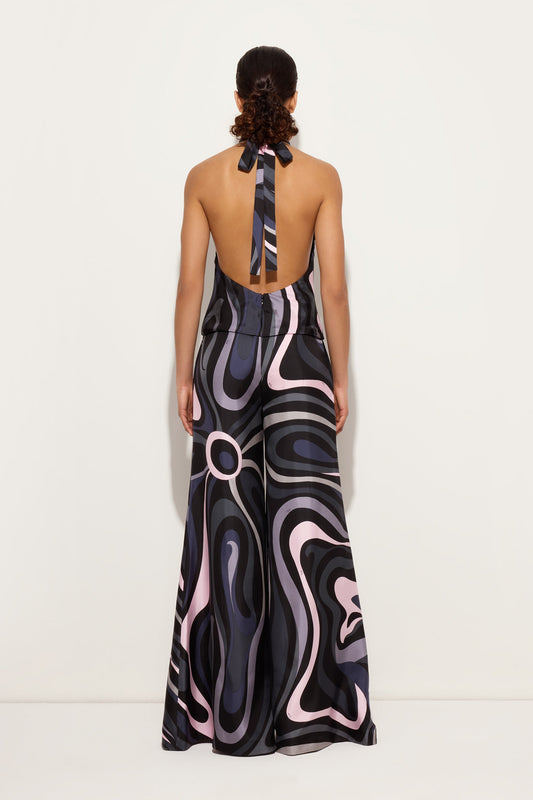 Marmo Print Silk Twill Jumpsuit