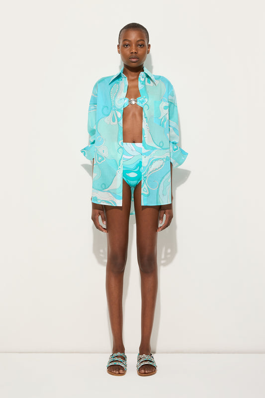 Orchidee Print Cotton Shirt