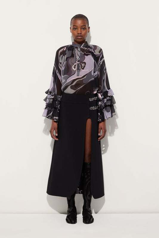 Midi Skirt with Internal Print