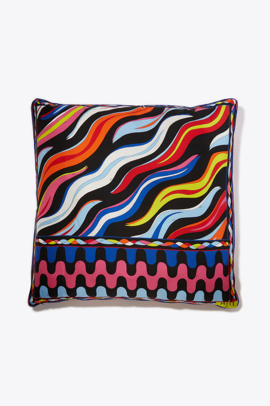 Patchwork-Print Silk-Twill Cushion