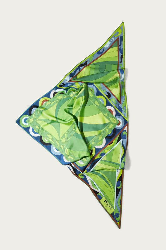 Foulard grande in seta con stampe patchwork