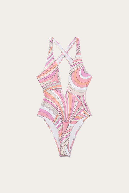 Iride-Print Crossover Swimsuit