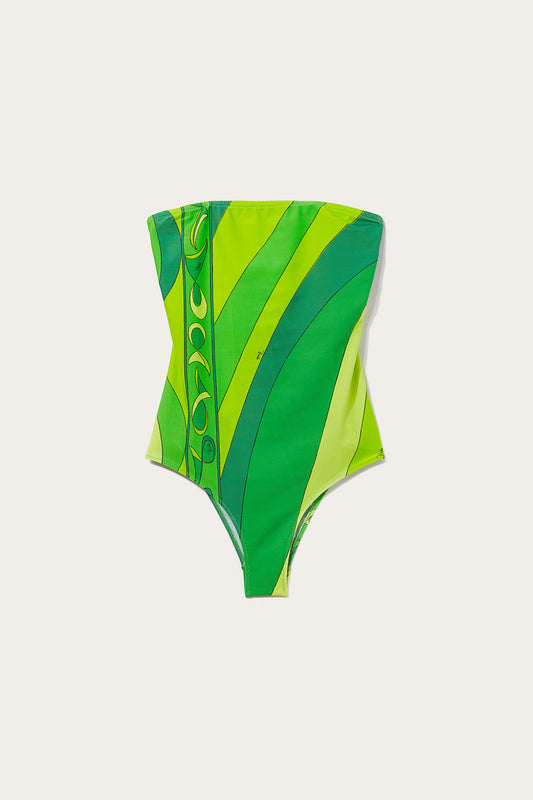 Marmo And Pesci-Print Strapless Swimsuit