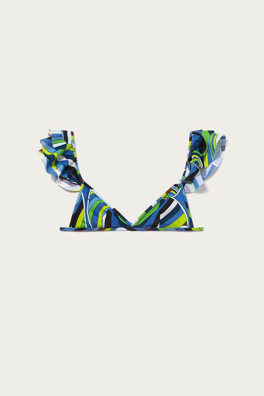 Iride-Print Ruffled Bikini Top
