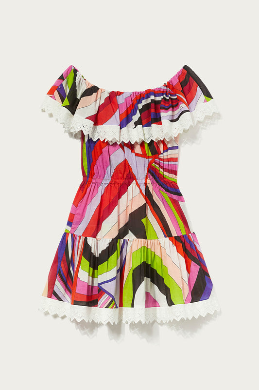 Iride-Print Off-The-Shoulder Mini Dress
