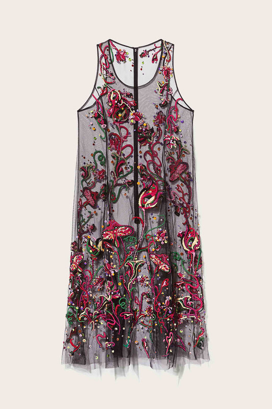 Fungo-Embroidered Sleeveless Dress
