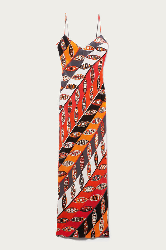 Girandole-Print Silk Long Dress