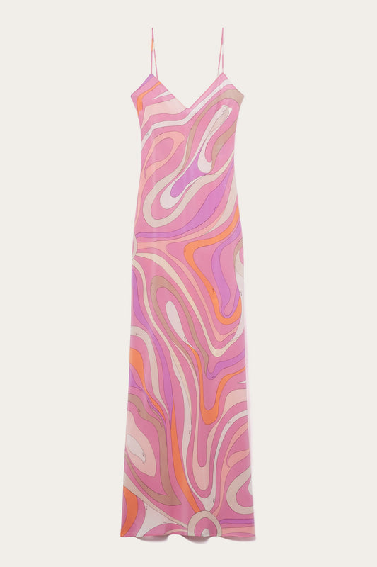 Marmo-Print Silk Dress