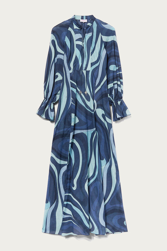 Marmo-Print Long Dress
