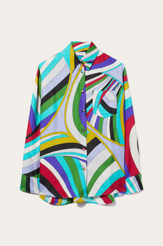 Iride-Print Silk-Twill Shirt