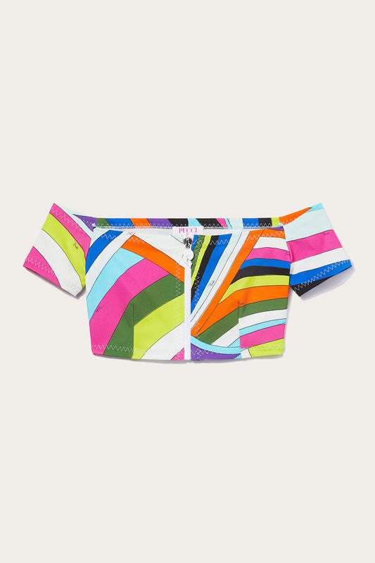 Iride-Print Zip Bikini Top
