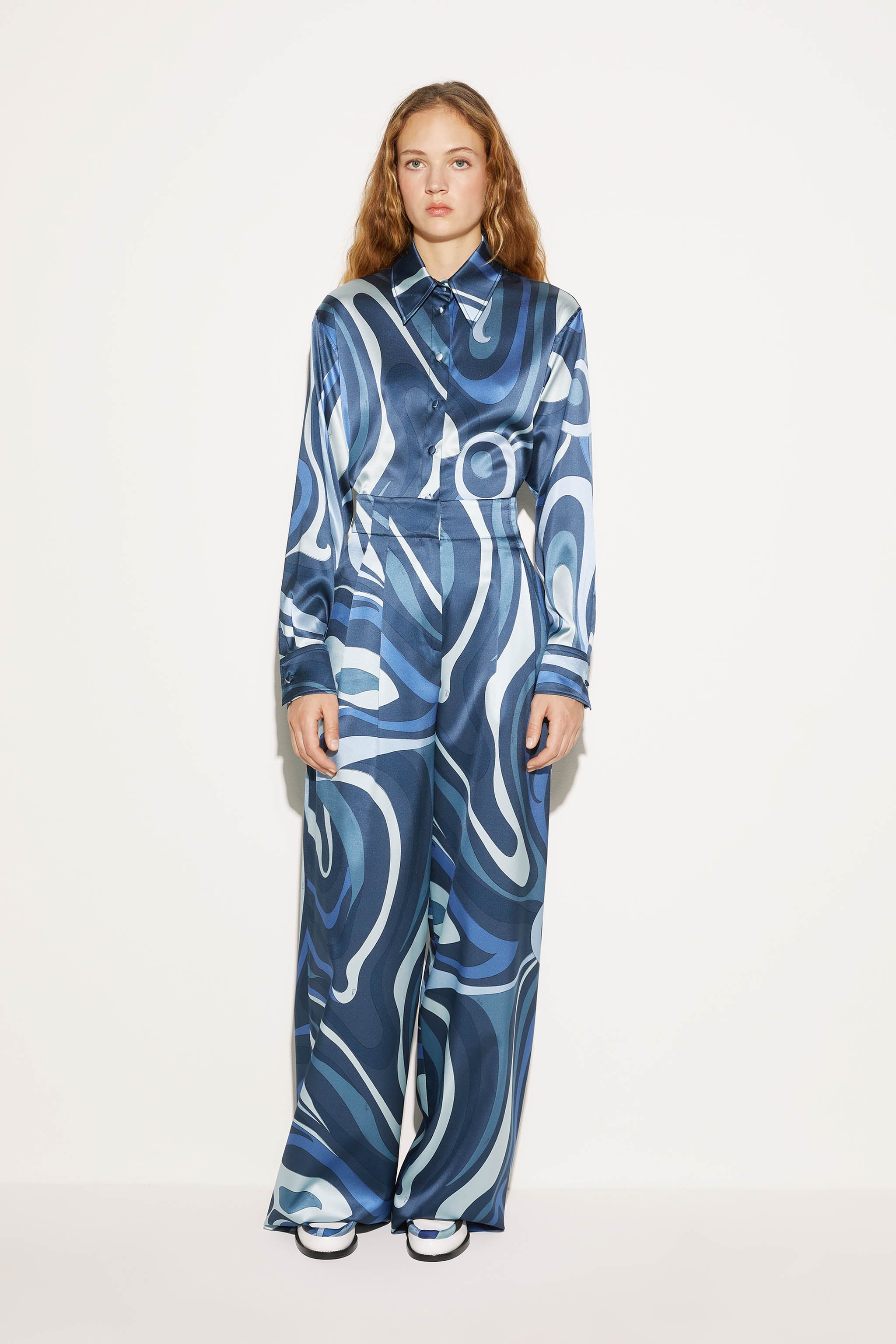 Pucci Women's Marble Inlay Print Sweater Blue