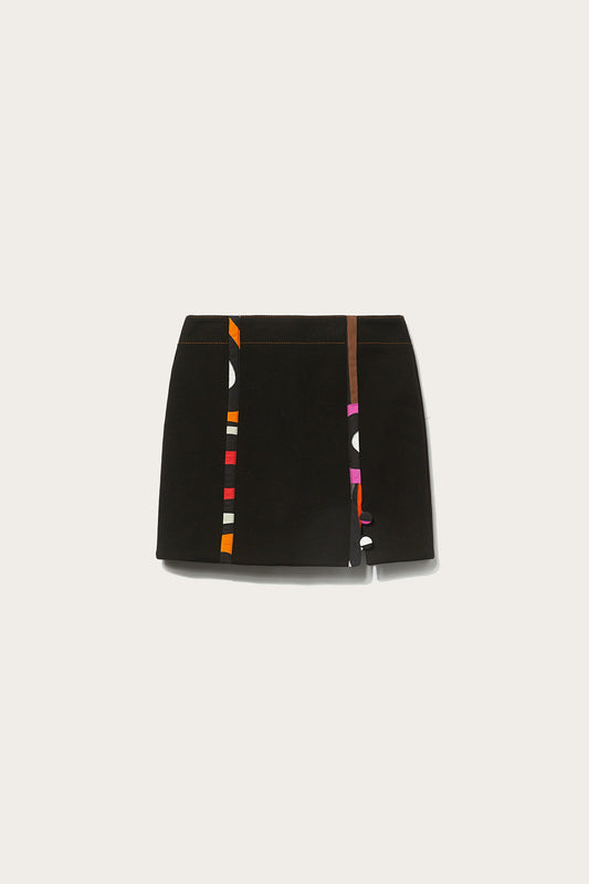 Marmo-Print Cotton Mini Skirt