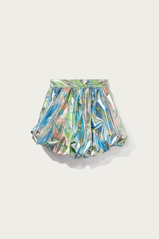 Girandole-Print Iridescent Mini Skirt