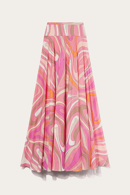 Marmo-Print Cotton Muslin Skirt
