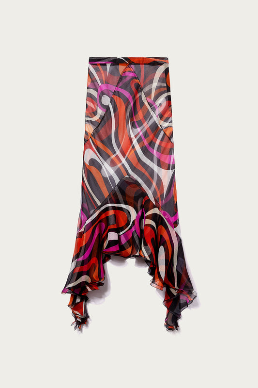 Marmo-Print Silk Skirt