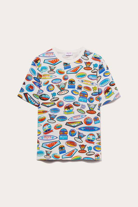 Etichette-Print Cotton T-Shirt