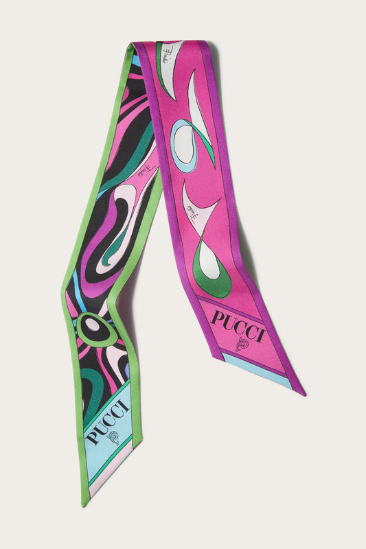 Emilio Pucci Cotton Scarf Abstract Print in Pink and Orange