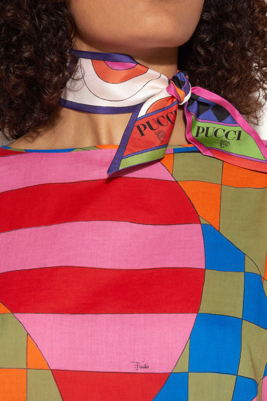Emilio Pucci Multicolor Silk Printed Long Scarf Headband Emilio Pucci