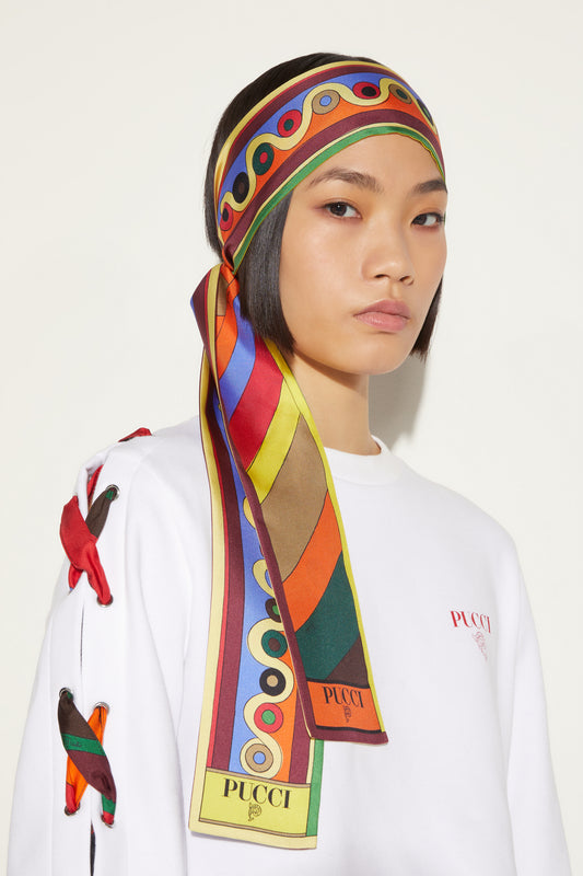 Emilio Pucci Multicolor Silk Printed Long Scarf Headband Emilio Pucci