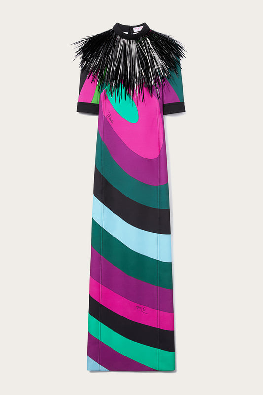 Iride-Print Long Dress