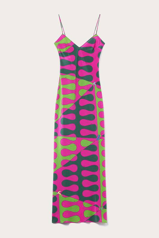 Leocorno-Print Silk Long Dress