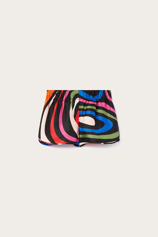 Marmo-Print Silk-Twill Shorts