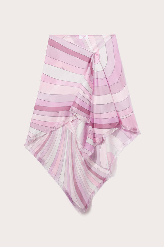 Iride-Print Silk-Twill Sarong Skirt