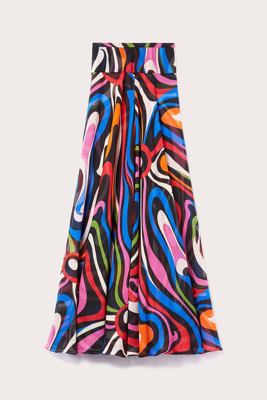 Marmo-Print Long Skirt