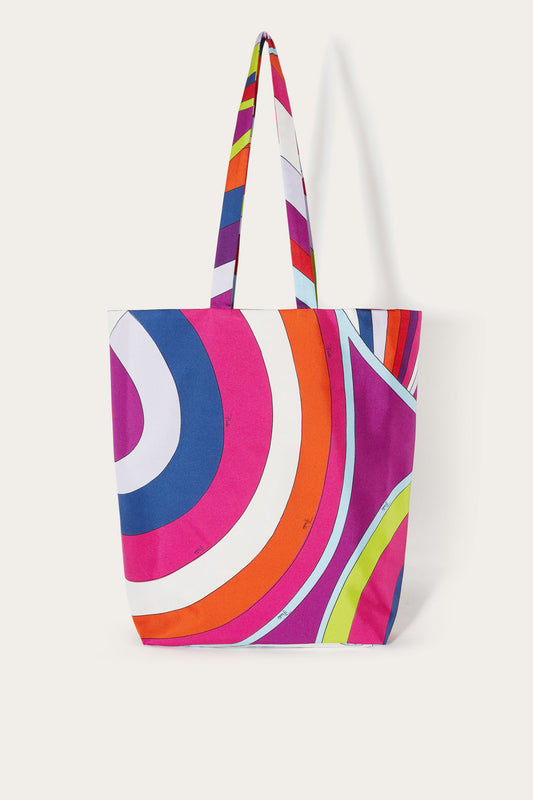 Iride-Print Silk-Twill Shopper Bag