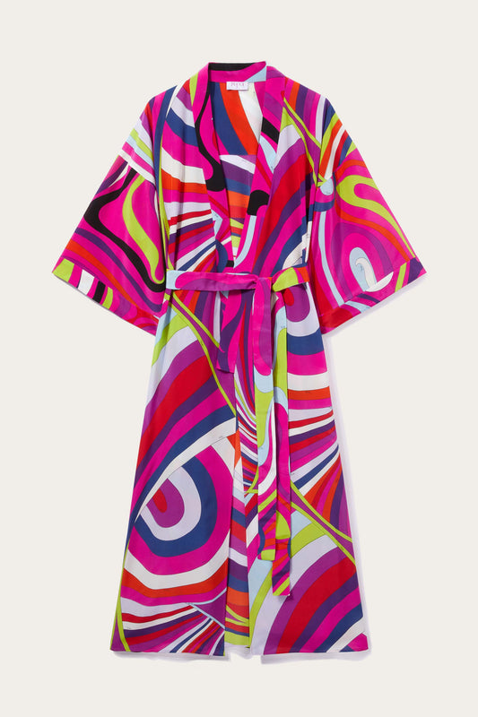 Iride-Print Silk Robe