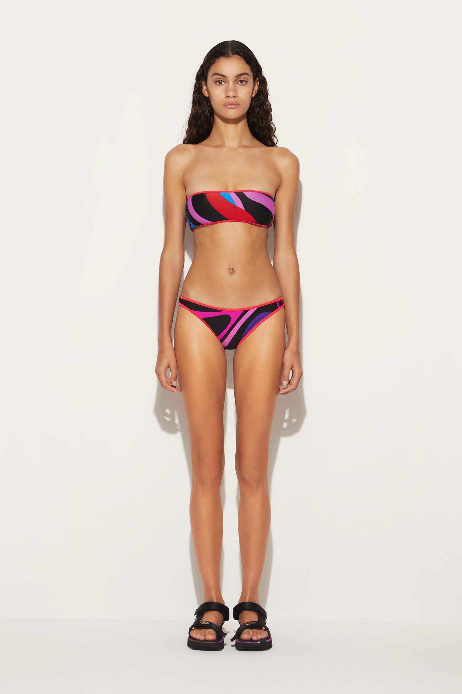 Top bikini con stampa Marmo