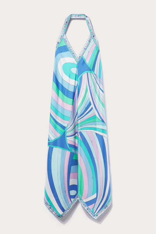 Iride-Print Silk-Twill Dress