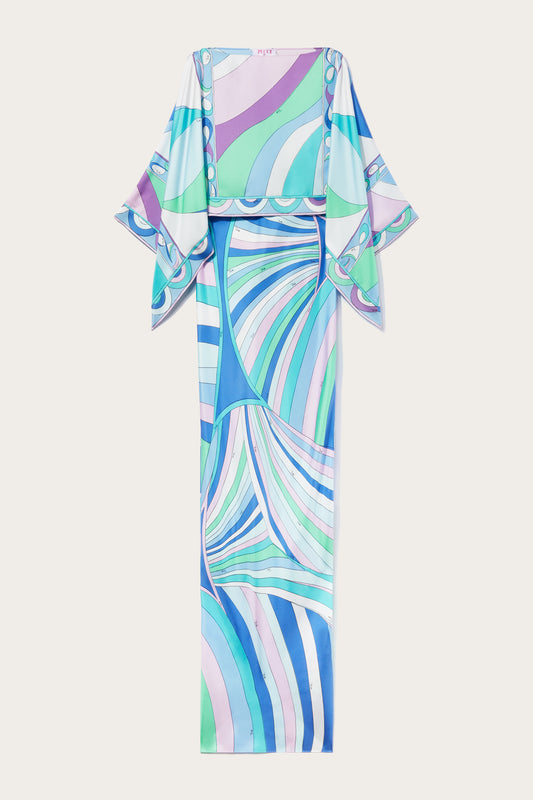 Iride＆Pesciプリント シルクツイル ドレス