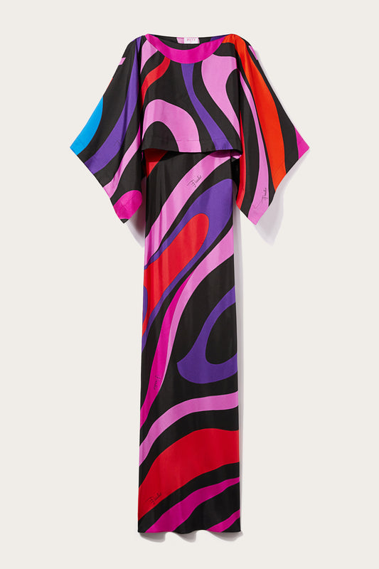 Marmo-Print Silk-Twill Dress