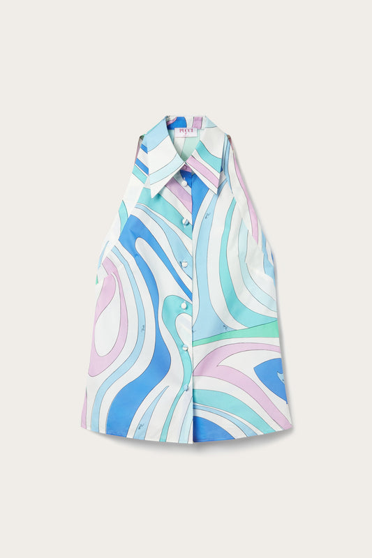 Marmo-Print Sleeveless Shirt