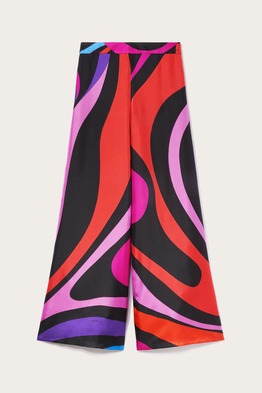 Marmo-Print Silk-Twill Trousers
