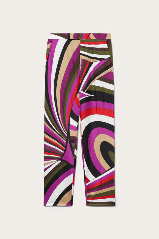 Iride-Print Silk-Twill Trousers