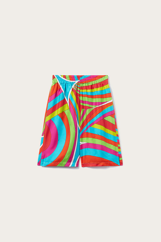 Iride-Print Silk-Twill Shorts