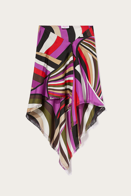 Iride-Print Silk-Twill Skirt