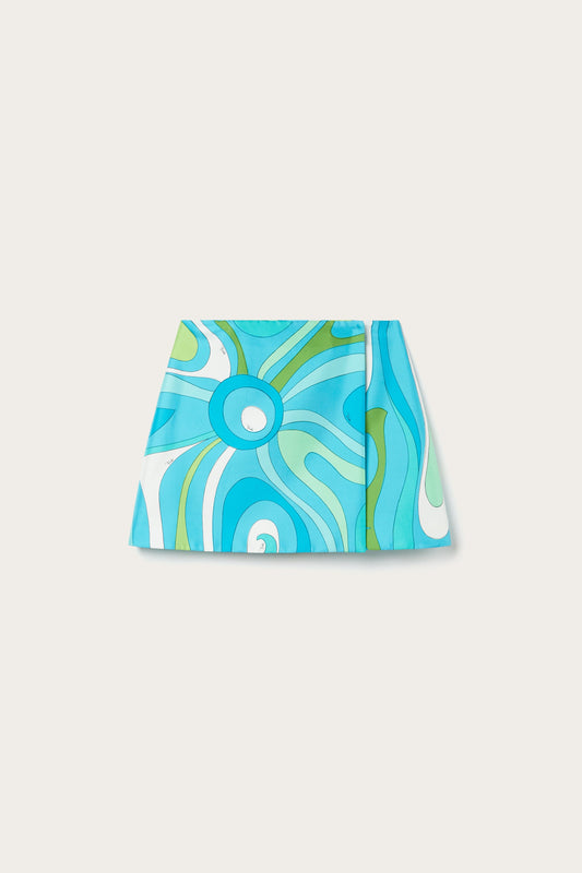 Marmo-Print Silk-Twill Mini Skirt