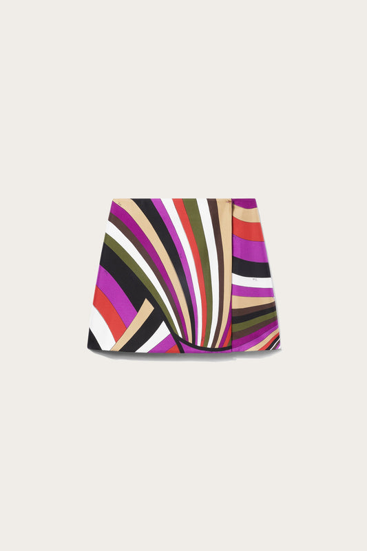 Iride-Print Silk-Twill Mini Skirt