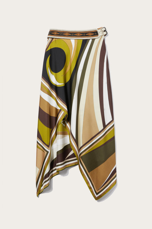 Cigni-Print Silk-Twill Skirt